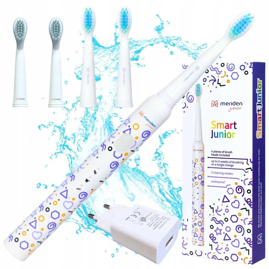 Meriden Smart Junior Violet, звукова зубна щітка для дітей, фіолетова, від 5 років, 1 штука + змінні насадки, 4 штуки: ціни та характеристики