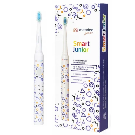 Meriden Smart Junior Violet, звукова зубна щітка для дітей, фіолетова, від 5 років, 1 штука + змінні насадки, 4 штуки: ціни та характеристики