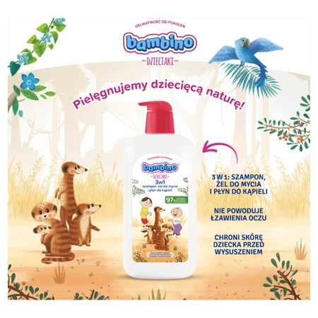 Bambino Kids, Гель для мытья тела и волос 2 в 1, сурикаты, от 1 года, 1 л: цены и характеристики