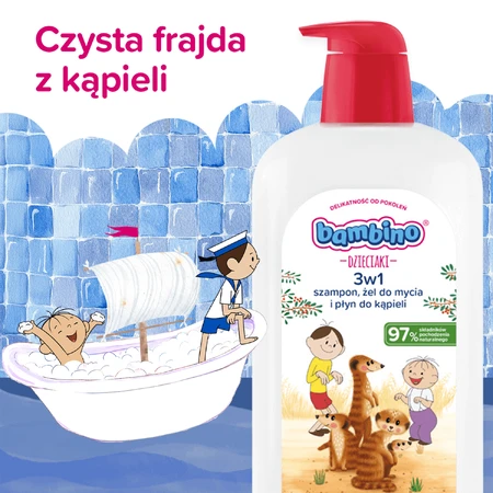 Bambino Kids, Гель для мытья тела и волос 2 в 1, сурикаты, от 1 года, 1 л: цены и характеристики