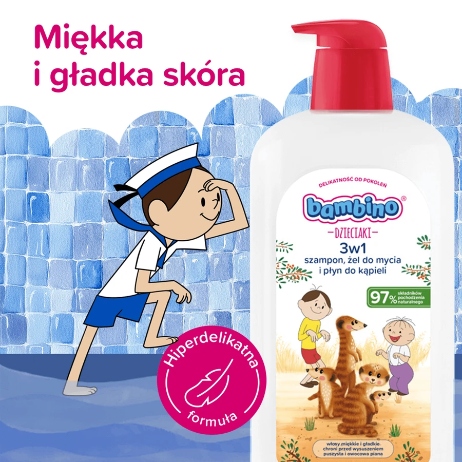 Bambino Kids, Гель для мытья тела и волос 2 в 1, сурикаты, от 1 года, 1 л: цены и характеристики