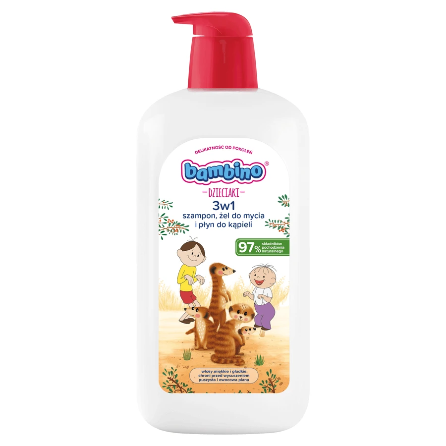 Bambino Kids, Гель для мытья тела и волос 2 в 1, сурикаты, от 1 года, 1 л: цены и характеристики