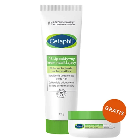 Cetaphil PS, cremă hidratantă lipoactivă, piele uscată, foarte uscată, sensibilă, 100 g + cremă hidratantă pentru față cu acid hyaluronic, cremă de noapte, 48 ml gratuit: цены и характеристики