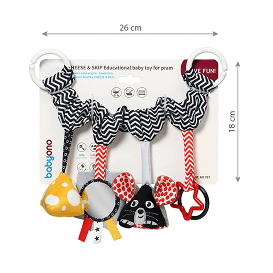 BabyOno, jucărie educativă, pandantiv pentru cărucior, Cheese&Skip: ціни та характеристики
