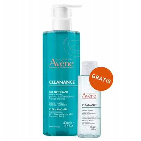 Avene Cleanance, очищающий гель для лица и тела, жирная кожа, склонная к несовершенствам, 400 мл + мицеллярная вода для лица и глаз, 100 мл бесплатно: цены и характеристики