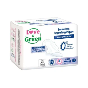 Love&Green Нічні рушники проти подразнень 10 шт.