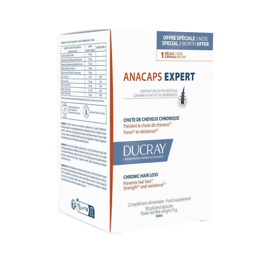 Комплекс Ducray Anacaps Expert Chronic Hair Loss при хронічному випадінні волосся, 90 капсул: ціни та характеристики