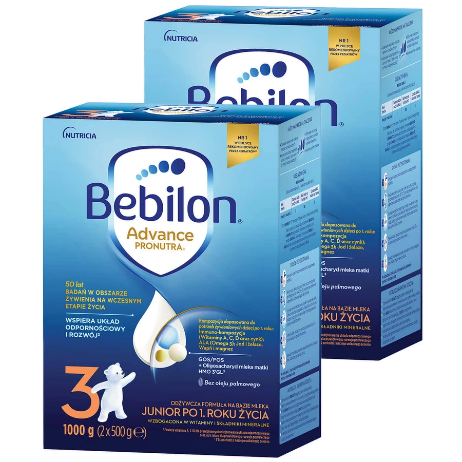 Набір Bebilon Advance Pronutra 3 Junior, поживна молочна суміш, після 1 року, 2 х 1000 г: ціни та характеристики