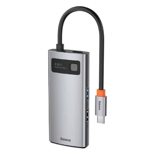 Baseus Metal Gleam 4-в-1 Многофункциональный USB Type C HUB - USB Type C Power Delivery 100 Вт / HDMI 4K 30 Гц / USB 3.2 Gen 1 / USB 2.0 (CAHUB-CY0G)
