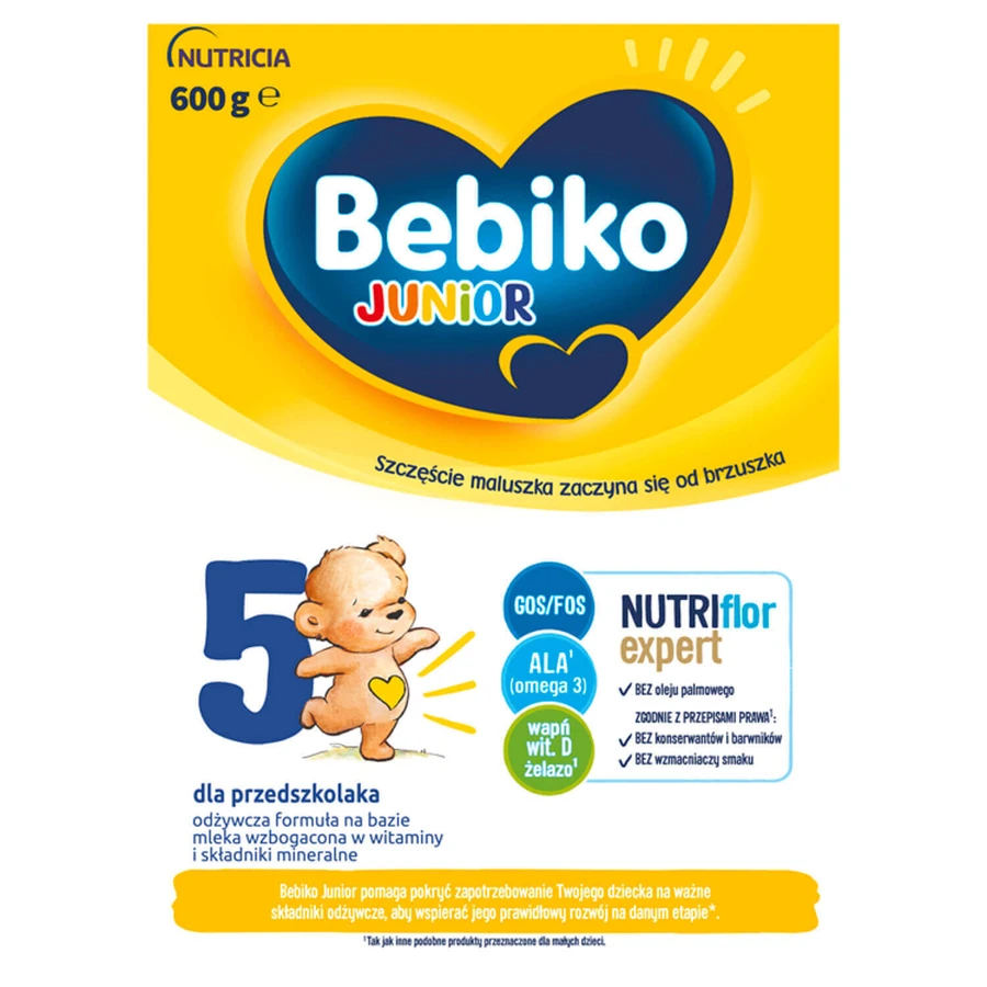 Набір Bebiko Junior 5 Nutriflor Expert, поживна молочна суміш для дошкільнят, 2 х 600 г: ціни та характеристики