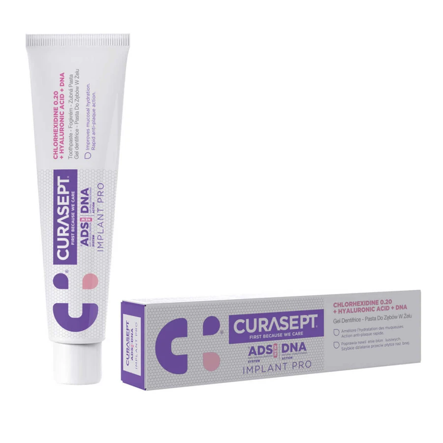 Curasept ADS DNA Implant PRO, зубна паста з хлоргексидином 0,2% та гіалуроновою кислотою, 75 мл: ціни та характеристики