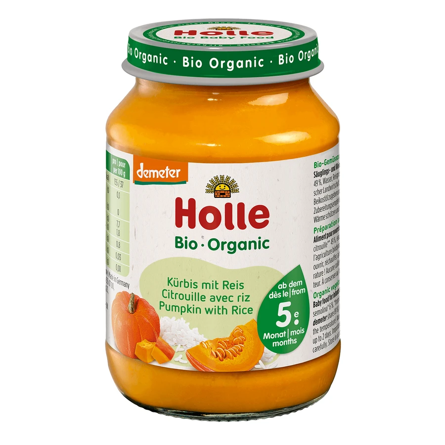 Holle Bio блюдо, тыква и рис, после 5 месяцев, 190 г: цены и характеристики