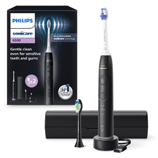 Електрична зубна щітка серії 6500 + зубна щітка Sonicare, чорна, HX7411/01, Philips