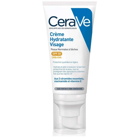 Cerave Увлажняющий крем для лица SPF50 для нормальной и сухой кожи 52 мл: цены и характеристики