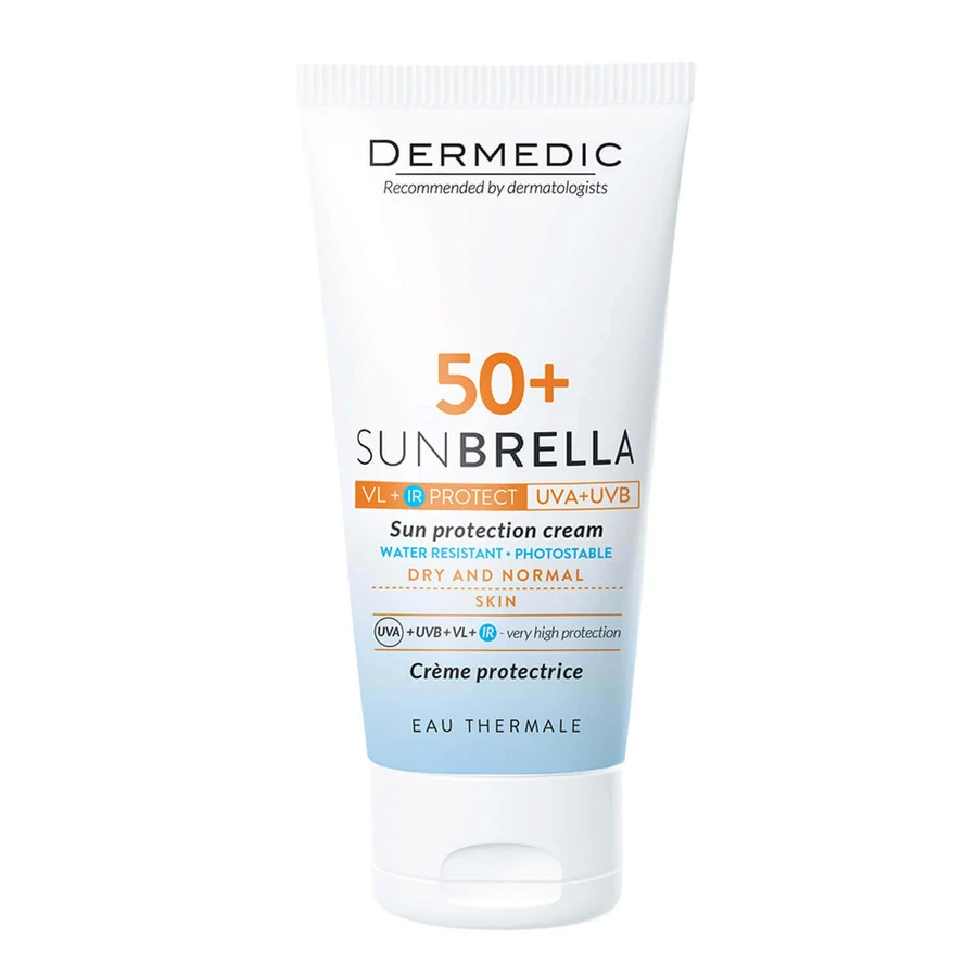 Dermedic Sunbrella, крем для захисту обличчя, для сухої та нормальної шкіри, SPF 50+, 50 г + безкоштовна упаковка: ціни та характеристики