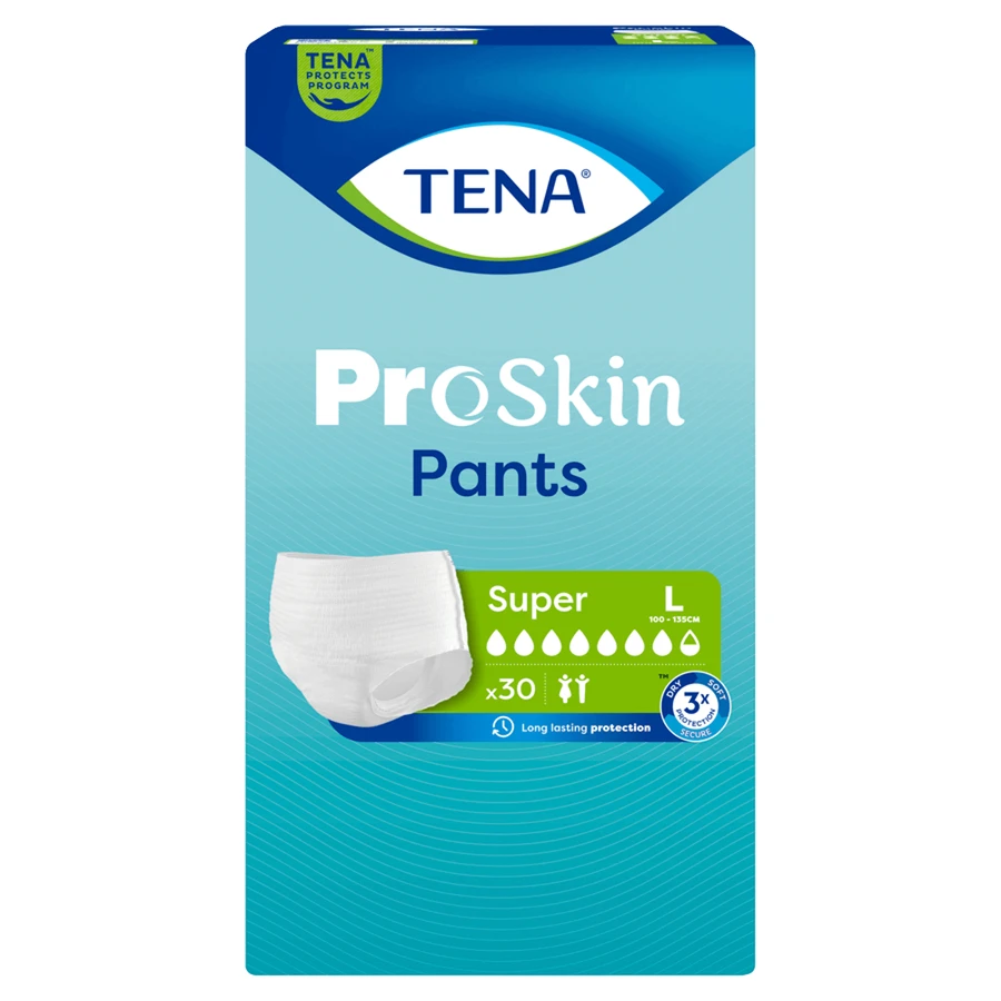Набір Tena Pants Proskin, поглинаючі труси, розмір L, 100-135 см, Super, 2 x 30 штук: ціни та характеристики