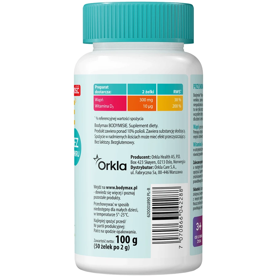 Bodymax Bodymisie Calcium + Vit D, желе для дітей від 3 років та дорослих, зі смаком полуниці, 50 шт.: ціни та характеристики