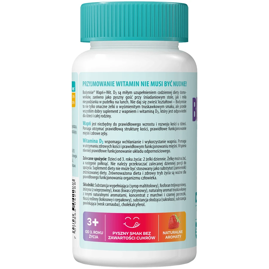 Bodymax Bodymisie Calcium + Vit D, желе для дітей від 3 років та дорослих, зі смаком полуниці, 50 шт.: ціни та характеристики