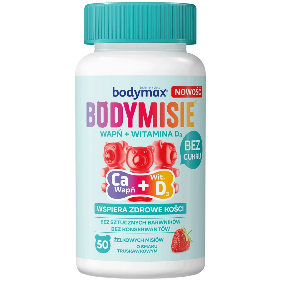 Bodymax Bodymisie Calcium + Vit D, желе для дітей від 3 років та дорослих, зі смаком полуниці, 50 шт.: ціни та характеристики