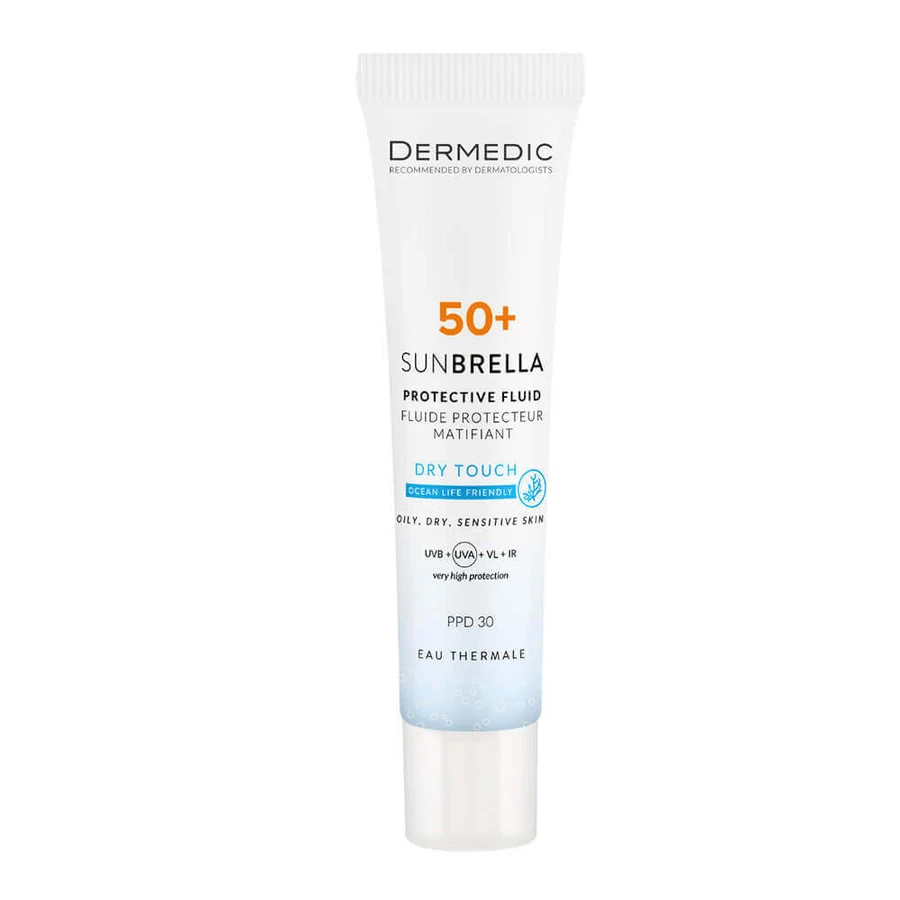Dermedic Sunbrella, матуючий сонцезахисний крем, SPF 50+, 40 мл + безкоштовна упаковка: ціни та характеристики