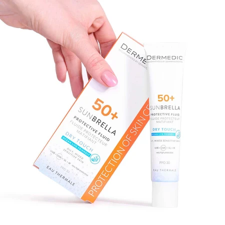 Dermedic Sunbrella, матуючий сонцезахисний крем, SPF 50+, 40 мл + безкоштовна упаковка: ціни та характеристики