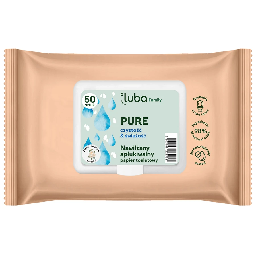 Туалетний папір Luba Eco Family, зволожений, чистий, 50 шт.: ціни та характеристики