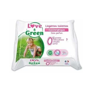 Love&Green Гіпоалергенні серветки без ароматизаторів x55
