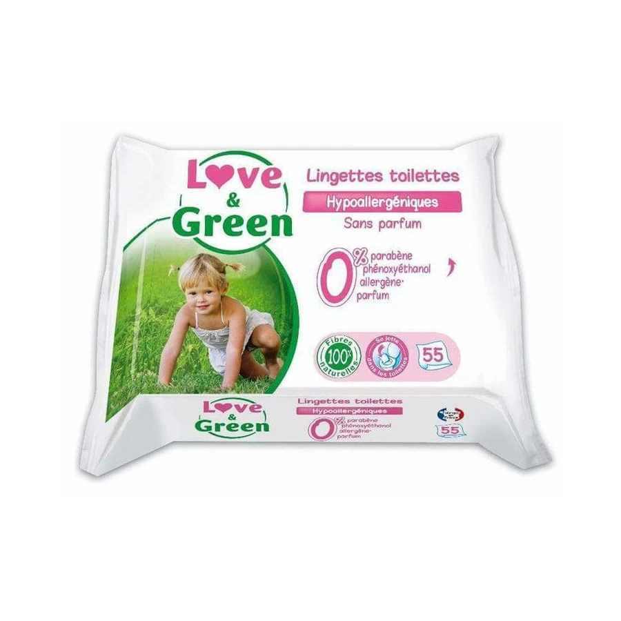 Love&Green Гіпоалергенні серветки без ароматизаторів x55: ціни та характеристики