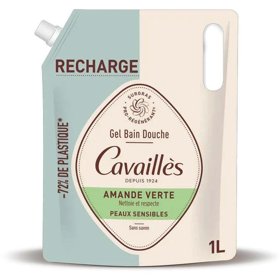 Cavaillès Refill Bath Очищуючий гель для ванни Зелений мигдаль 1л: ціни та характеристики