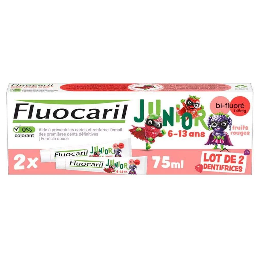 Fluocaril Зубная паста Junior 6-12 лет Красные фрукты 6-12 Ans 2x75 мл: цены и характеристики
