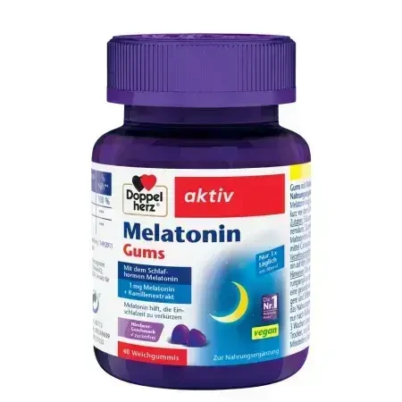 Желейні льодяники з малатоніном, вітаміном В6 та екстрактом ромашки Melatonin Gums, 40 шт, Doppelherz: ціни та характеристики