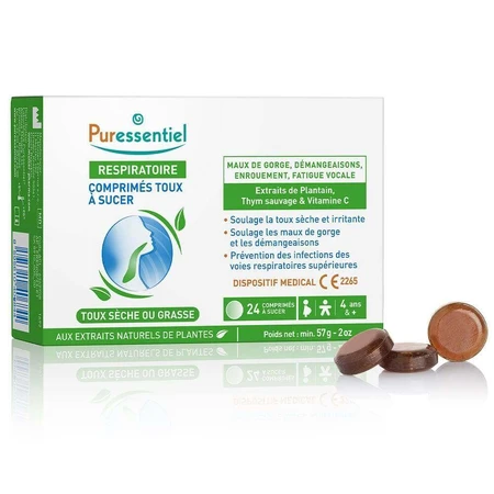 Puressentiel Сухое дыхание или кашель 24 жевательные таблетки: цены и характеристики