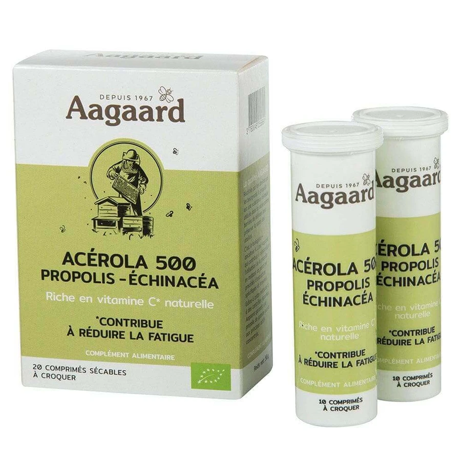Aagaard Органічна ацерола 500 мг + прополіс + ехінацея x20 таблеток: ціни та характеристики