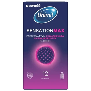 Unimil Sensation Max, латексные презервативы с трубочкой, 12 штук