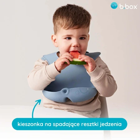 B.Box, нагрудник силіконовий з відкритою кишенею, висувний, синій, від 4 місяців, 1 шт.: ціни та характеристики