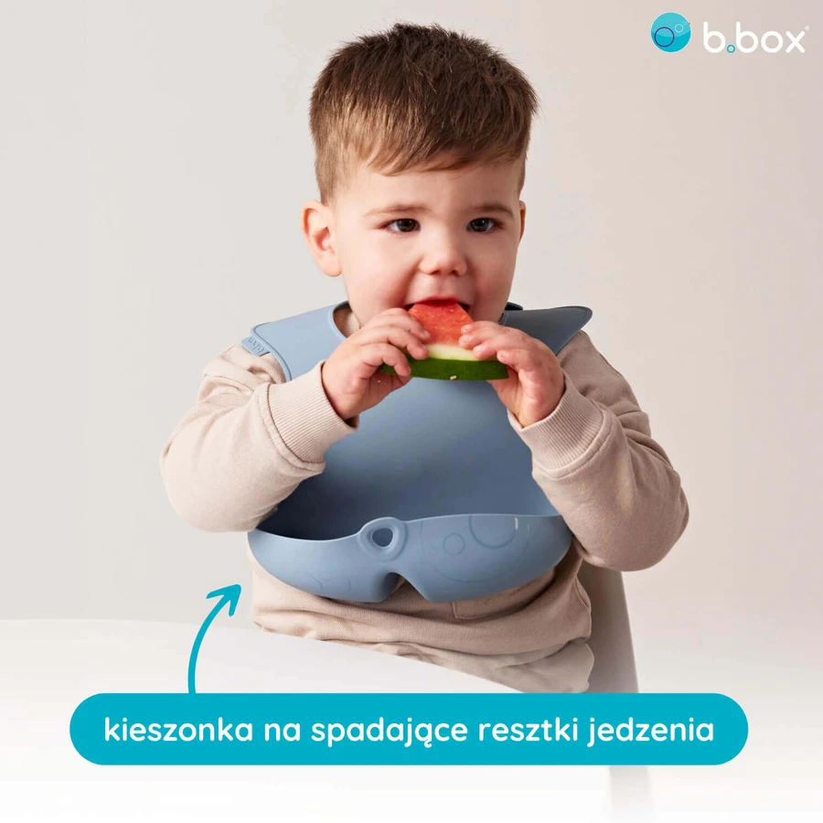 B.Box, нагрудник силіконовий з відкритою кишенею, висувний, синій, від 4 місяців, 1 шт.: ціни та характеристики