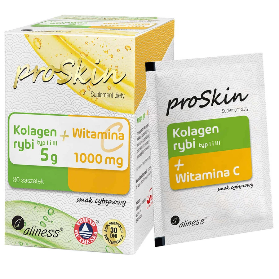 ProSkin Рибний колаген 5 г + Вітамін С 1000 мг, лимонний смак, 30 пакетиків: ціни та характеристики