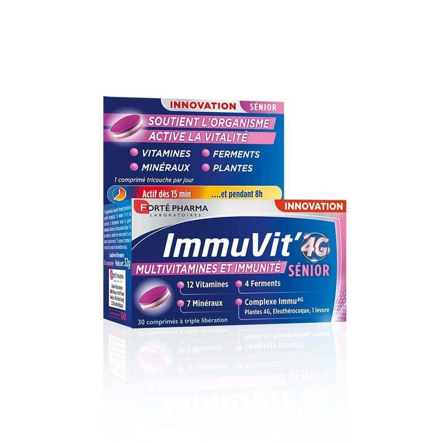 Forté Pharma ImmuVit'4G Вітаміни, мінерали та ферменти для людей похилого віку 30 тришарових таблеток: ціни та характеристики