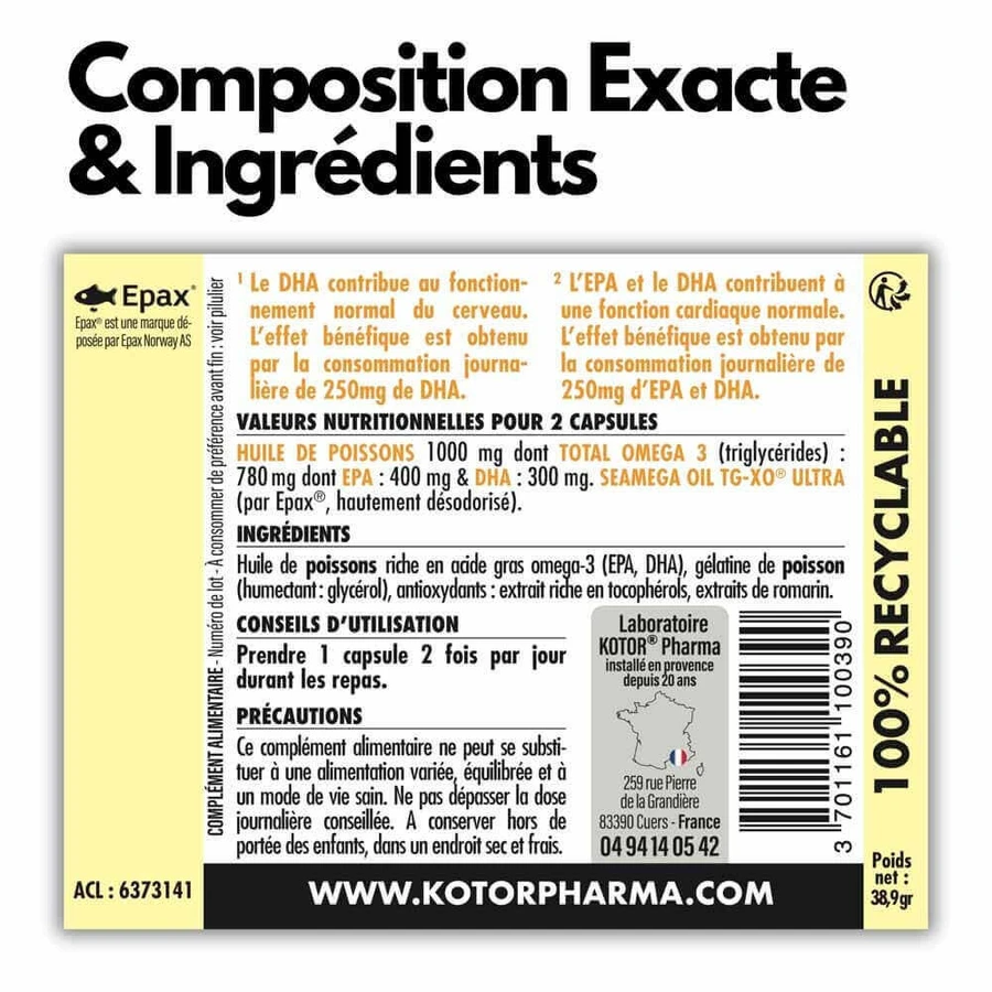 Kotor Pharma Omega 3 Epax Функции мозга и здоровье сердечно-сосудистой системы 60 капсул: цены и характеристики