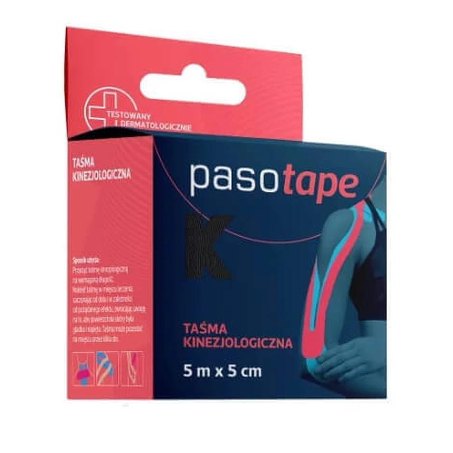 Кінезіологічна стрічка Pasotape чорна 5м х 5см: ціни та характеристики