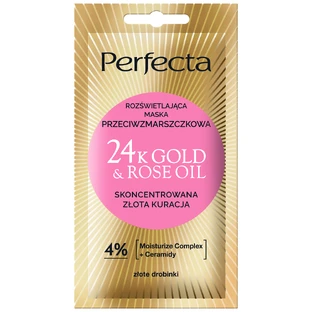 Perfecta 24-каратне золото та трояндова олія, освітлююча маска проти зморшок, 8 мл