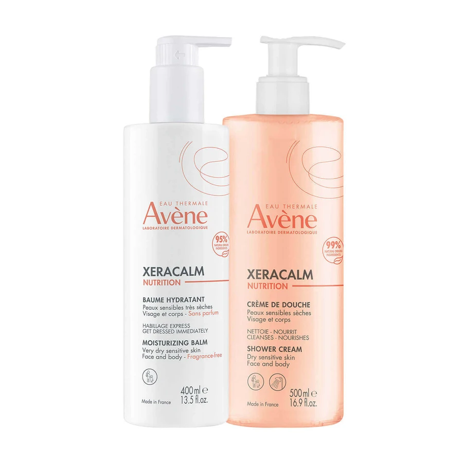 Набір Avene Xeracalm Nutrition, зволожуючий лосьйон, 400 мл + крем для душу, 500 мл: ціни та характеристики