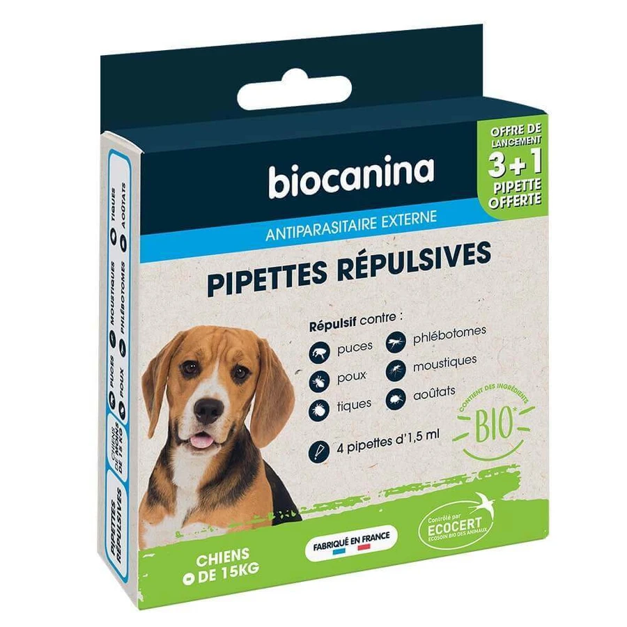 Піпетка-репелент Biocanina для цуценят та малих собак 3 піпетки + 1 безкоштовно: ціни та характеристики