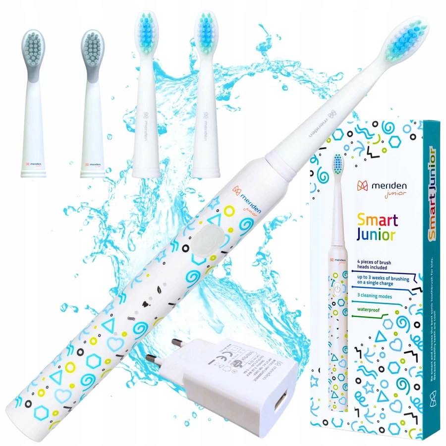 Meriden Smart Junior Blue, звукова зубна щітка для дітей, синя, від 5 років, 1 штука + змінні насадки, 4 штуки: ціни та характеристики