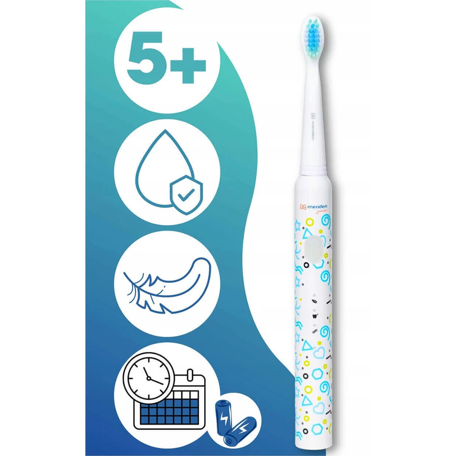 Meriden Smart Junior Blue, звукова зубна щітка для дітей, синя, від 5 років, 1 штука + змінні насадки, 4 штуки: ціни та характеристики