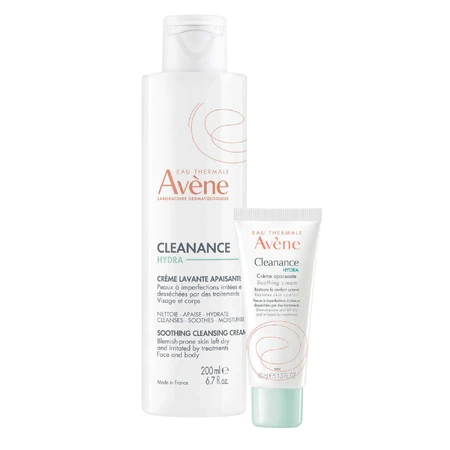 Набор Avene Cleanance Hydra, очищающий и успокаивающий крем для лица и тела после фармакологических процедур, 200 мл + успокаивающий крем для лица и тела, 40 мл: цены и характеристики