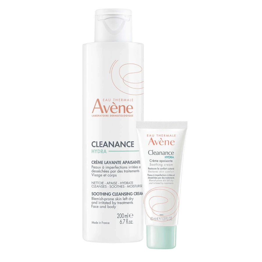 Набор Avene Cleanance Hydra, очищающий и успокаивающий крем для лица и тела после фармакологических процедур, 200 мл + успокаивающий крем для лица и тела, 40 мл: цены и характеристики