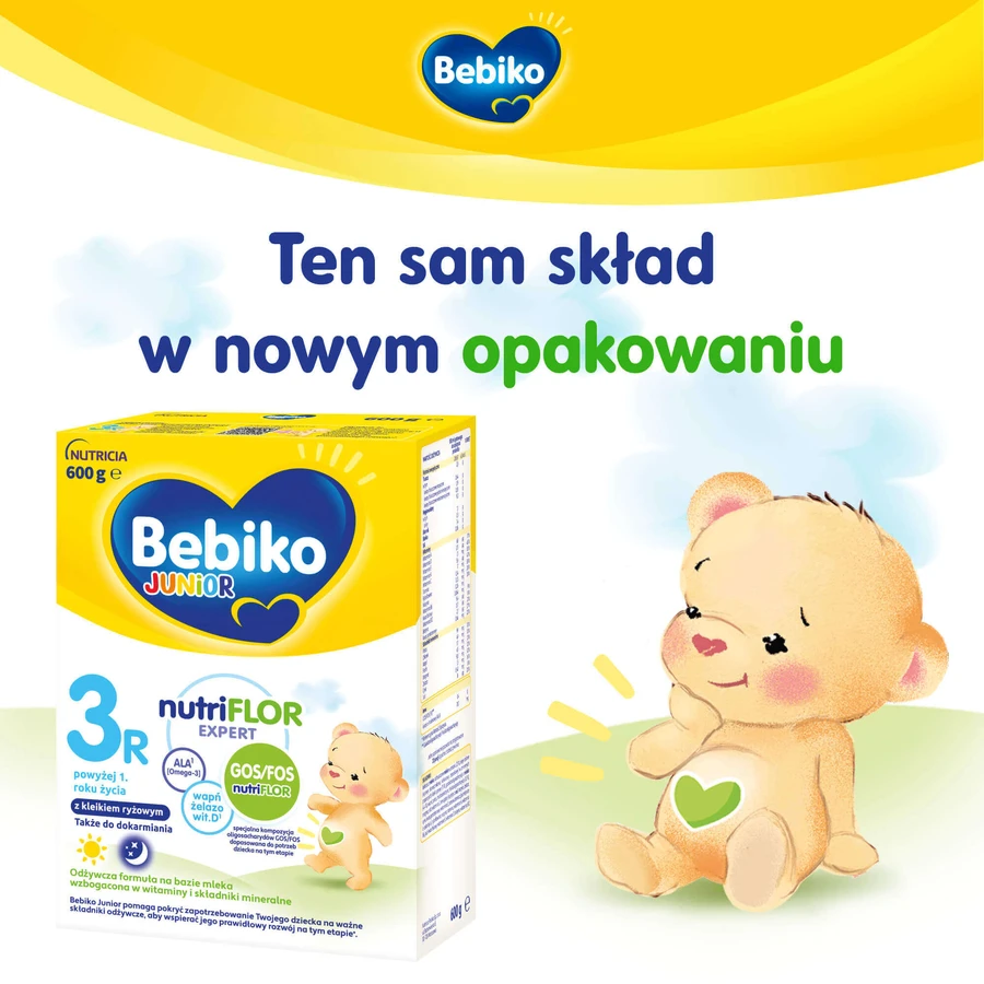Набір Bebiko Junior 3R Nutriflor Expert, поживна молочна суміш з рисовою кашею, від 1 року, 3 х 600 г + Boon, пляшечка з соломинкою Swig, 265 мл безкоштовно: ціни та характеристики