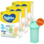 Набір Bebiko Junior 3R Nutriflor Expert, поживна молочна суміш з рисовою кашею, від 1 року, 3 х 600 г + Boon, пляшечка з соломинкою Swig, 265 мл безкоштовно: ціни та характеристики