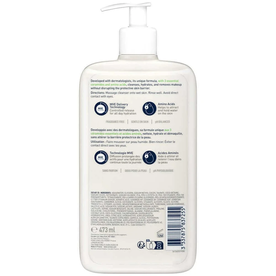 Cerave Face Cleanser Зволожуючий пінний крем для нормальної та дуже сухої шкіри 473 мл: ціни та характеристики